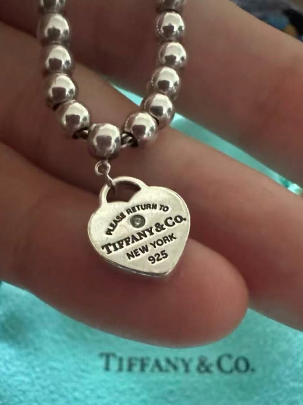 Tiffany & Co. Blue Heart Bead Bracelet - Picture 6 of 6